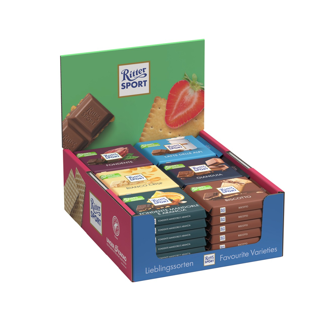 RITTER SPORT ESPOSITORE ASSORTITO 100G 36PZ