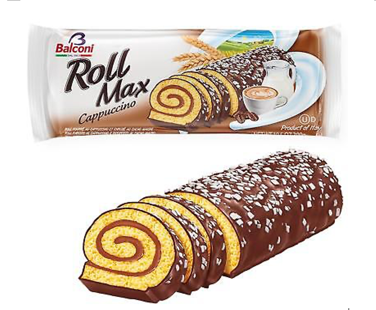 Balconi Roll Max Cappuccino Sponge Cake Snacks 300 g 11Pz
