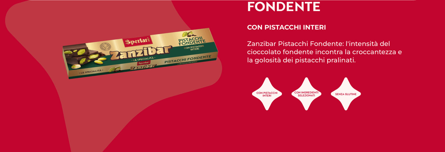 SPERLARI ZANZIBAR DARK CHOCOLATE AND PISTACHIO 200gr*18