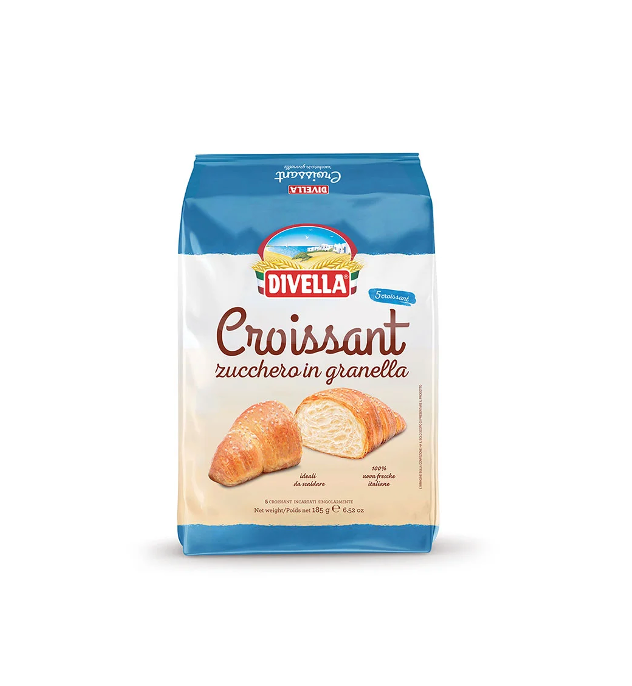 DIVELLA SUGAR CROISSANTS T5 185G/6.5OZ 8PZ